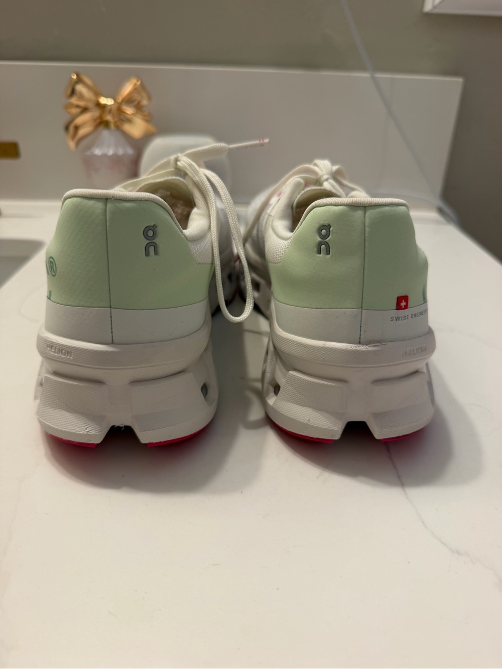On Cloudmonster White Mint Pink Running Shoes Women’s 9 EU 40.5 - Picture 5 of 10